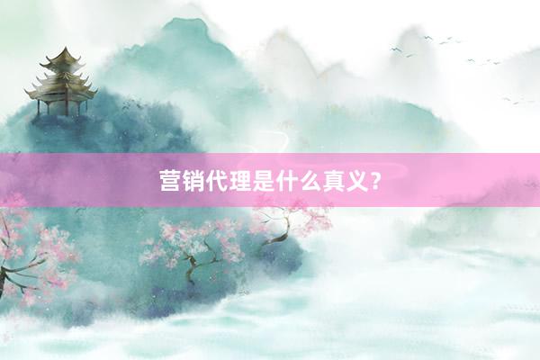 营销代理是什么真义？